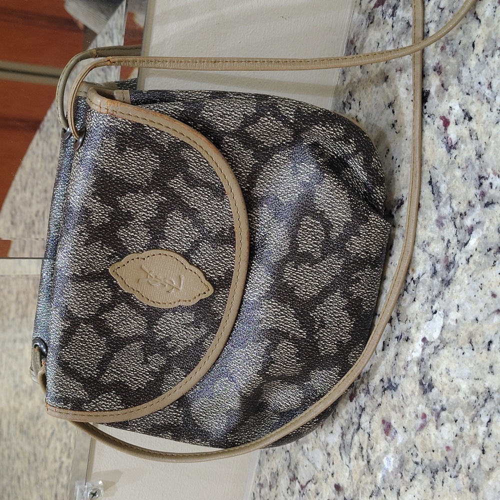 Vintage YSL Stylish Brown Patterned Crossbody Bag